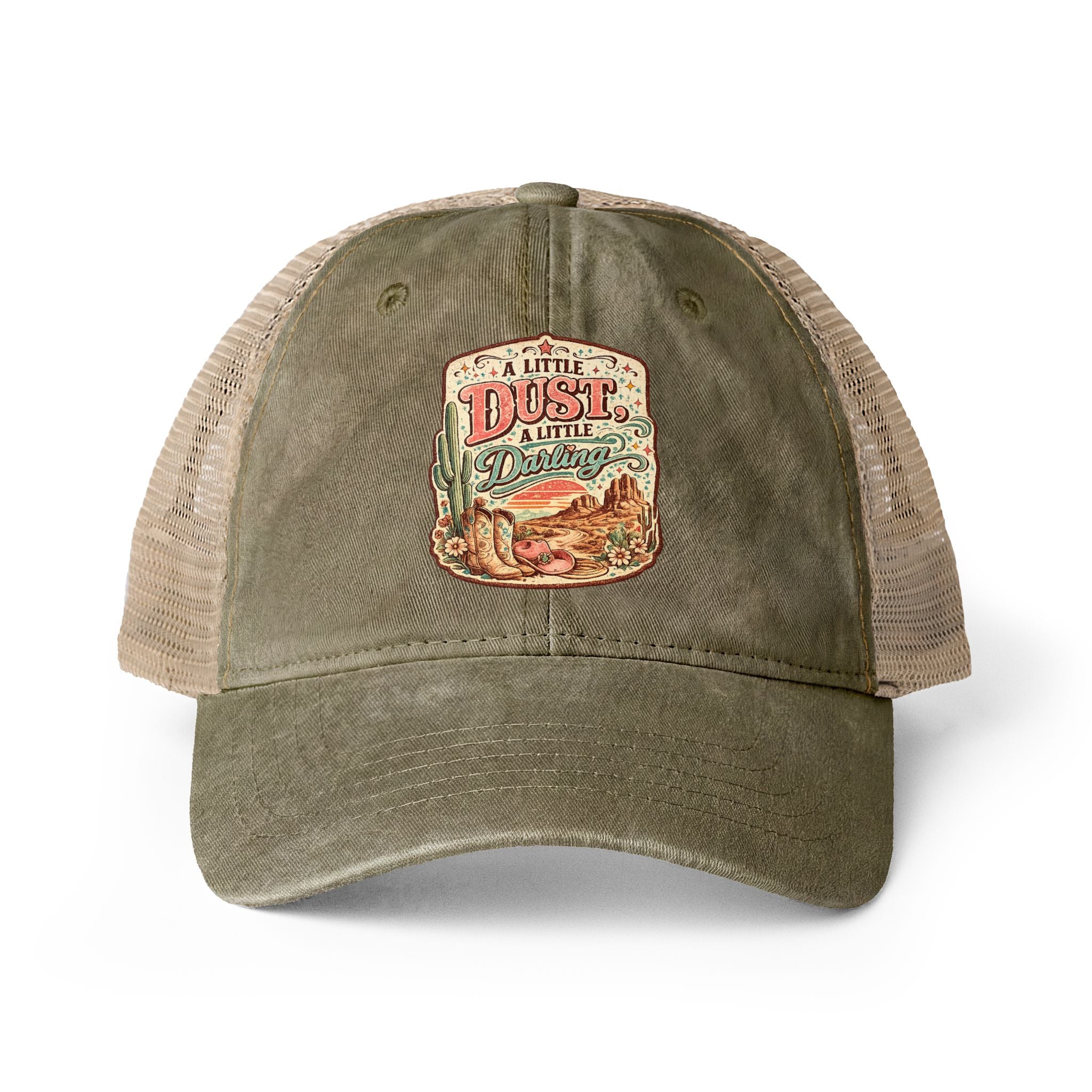 A Little Dust a Little Darling Washed Mesh-Back Cap