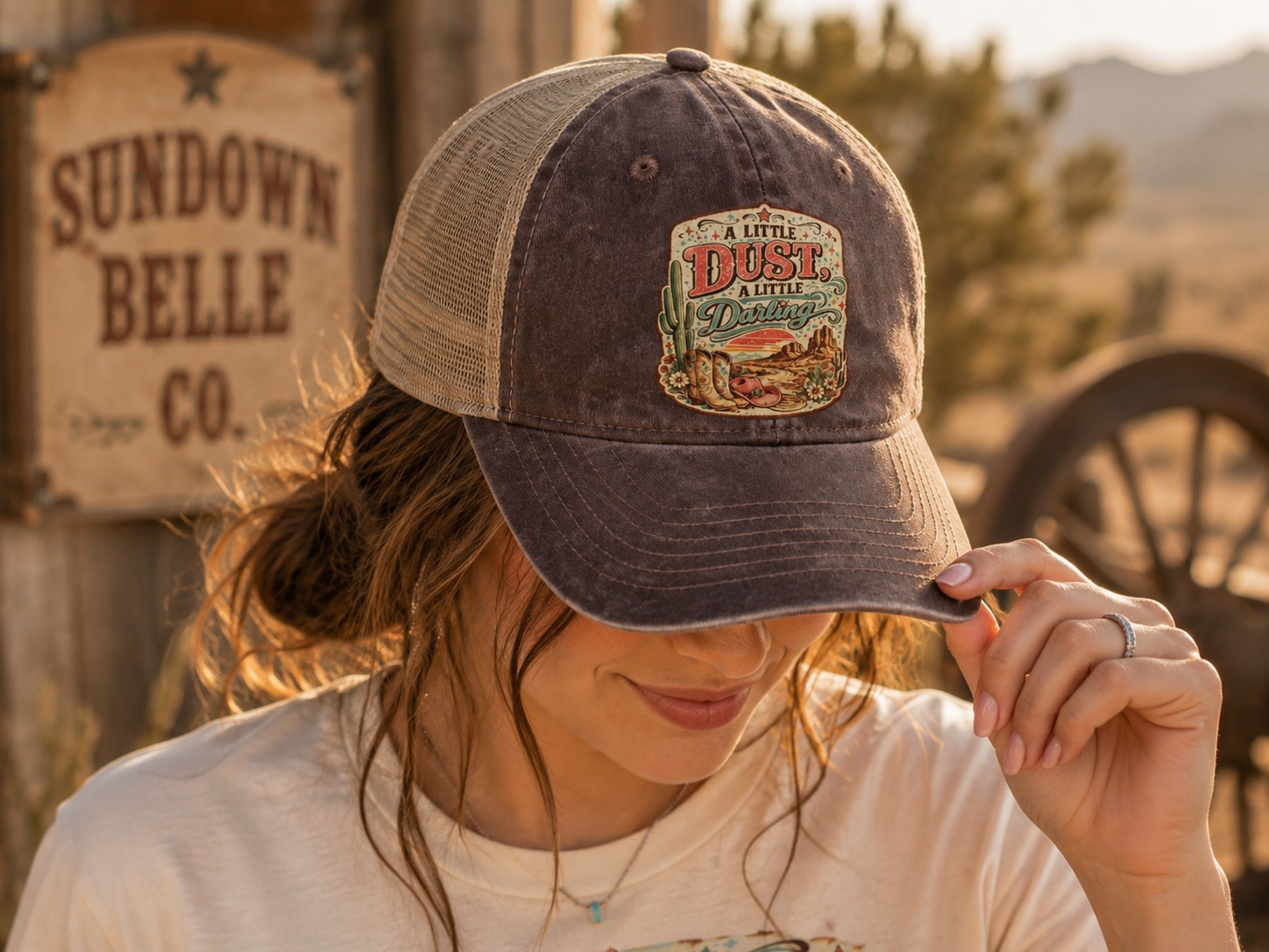 A Little Dust a Little Darling Washed Mesh-Back Cap